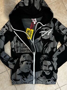 New Thats Awful Cough Syrup Graphic Zip Hoodie - Black & Gray Size S